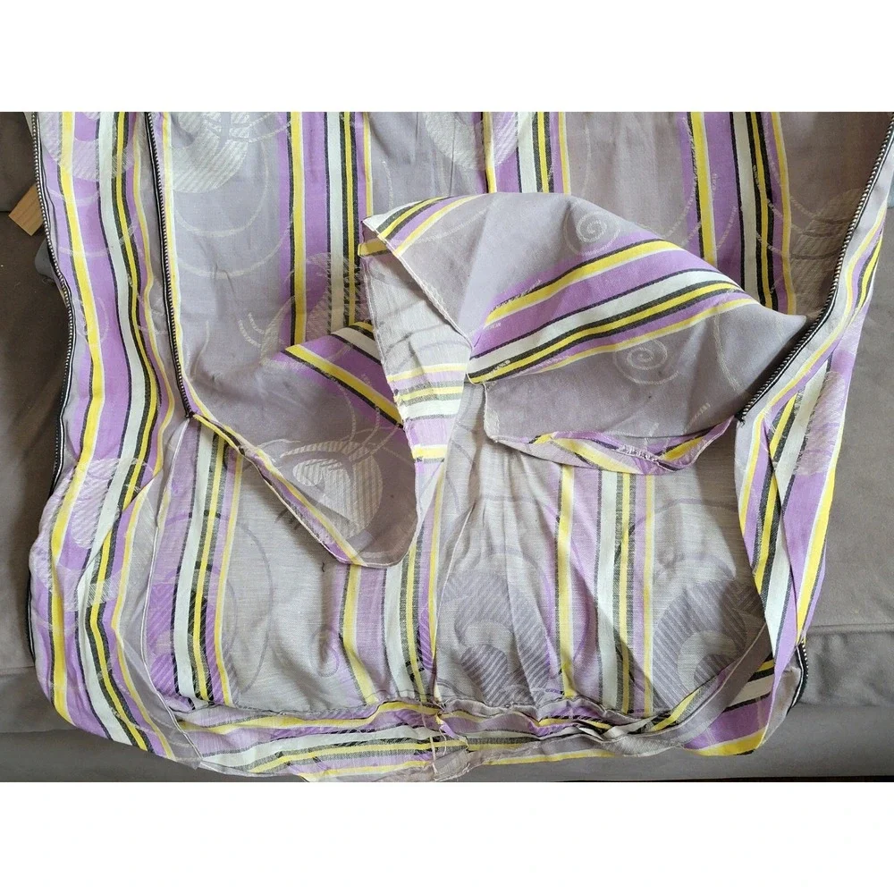 Vintage MCM Mattress Ticking New Old Stock  Purple Gray Yellow‎